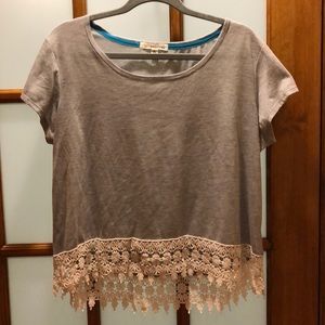 Gray Lace Top